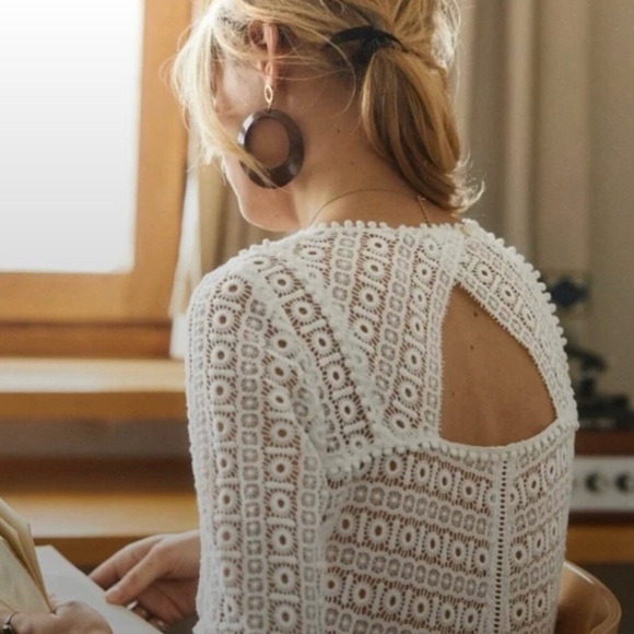 Sezane Ecru “Joss” Eyelet Blouse - Picture 2 of 5